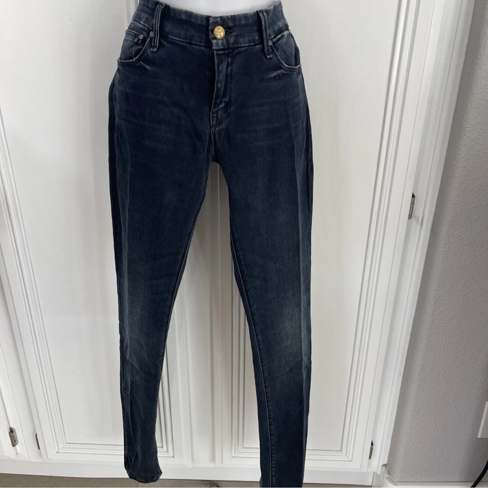 Mother The Looker Grand Sophie Skinny Mid-Rise Washed Blue Jeans Sz 29 Great